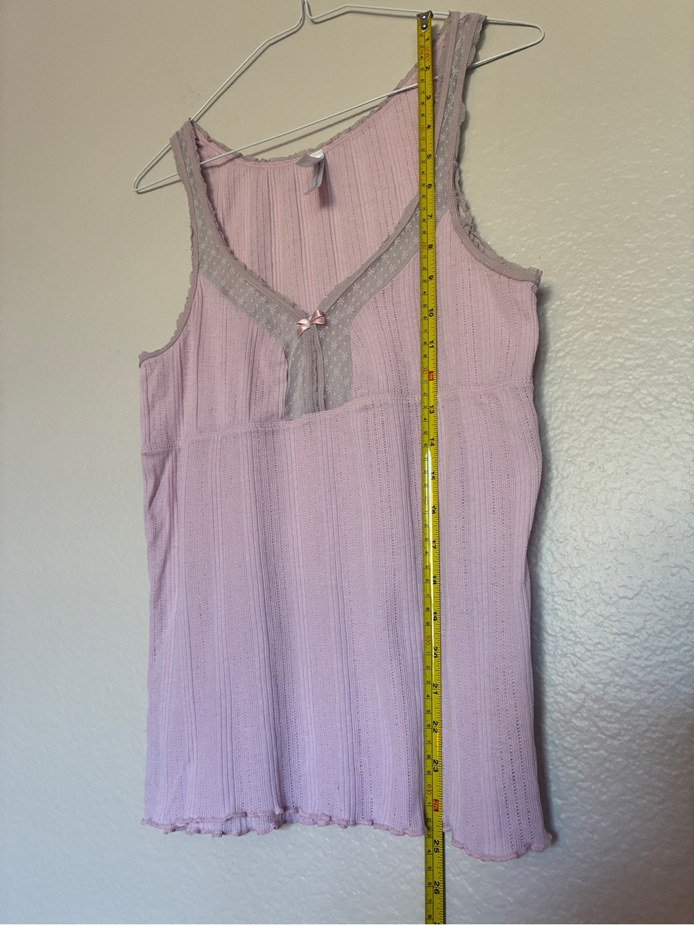 Vintage Old Navy Intimates Babydoll Cami Tank Top Pink Lace-Accent Coquette Y2K - Picture 7 of 8